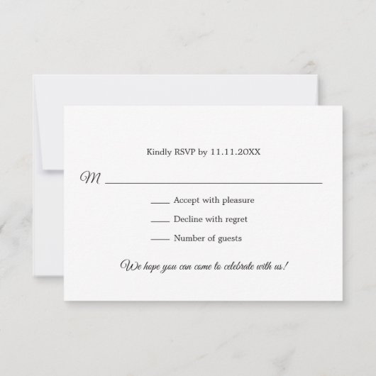 エレガントなゴールドのラウレルモノグラム 白 RSVP ウェディング (裏面)