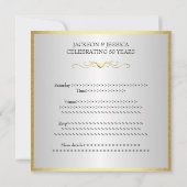 エレガントなゴールドのラブハート 50周年パーティー 招待状 (裏面)