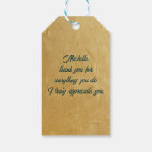 エレガントなゴールドの事務の日ギフト ギフトタグ (裏面)