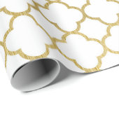 エレガントなゴールドの六角形抽象パターン ウェディングラッピング ラッピングペーパー (ロールコーナー)