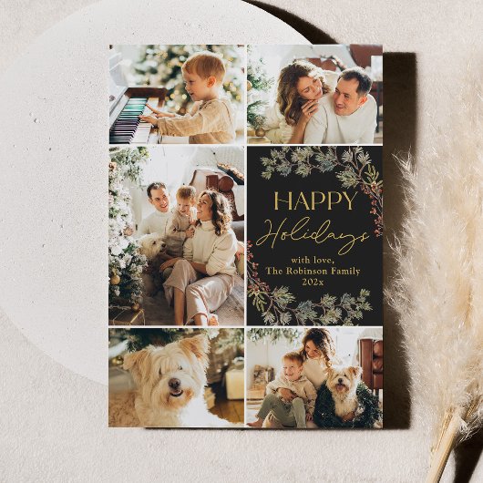 エレガントなゴールドの写真クリスマスホリデーカード シーズンカード