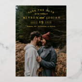 エレガントなゴールドの写真 セーブ・ザ・デート 箔招待状 (正面)