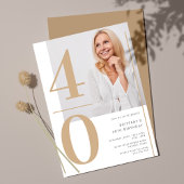 エレガントなゴールドの写真 40歳の誕生日招待状 招待状