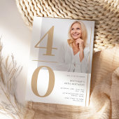 エレガントなゴールドの写真 40歳の誕生日招待状 招待状