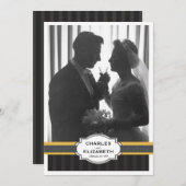 エレガントなゴールドの写真 50周年結婚記念日パーティー 招待状 (正面/裏面)