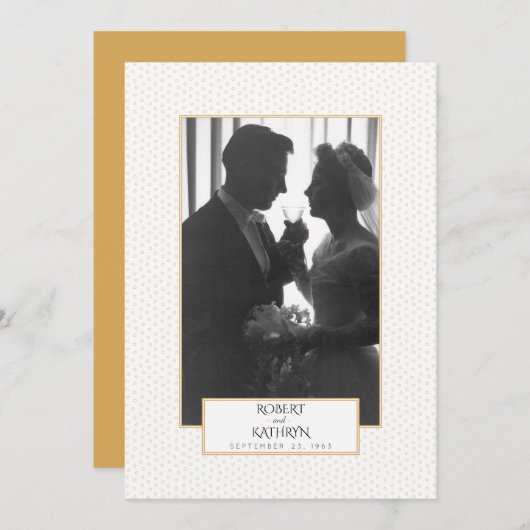 エレガントなゴールドの写真 50周年記念結婚式 招待状 (正面/裏面)