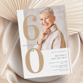 エレガントなゴールドの写真 60歳の誕生日 招待状