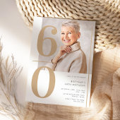 エレガントなゴールドの写真 60歳の誕生日 招待状
