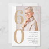 エレガントなゴールドの写真 60歳の誕生日 招待状 (正面)