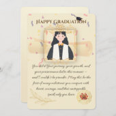 エレガントなゴールドの卒業カード 招待状 (正面/裏面)