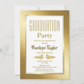 エレガントなゴールドの卒業パーティー 招待状 (正面)