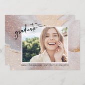 エレガントなゴールドの卒業式 招待状 (正面/裏面)