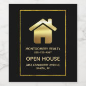 エレガントなゴールドの家シンボル不動産デザイン ワインラベル (シングルラベル)