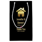 エレガントなゴールドの家 シンボル 新築祝い 感謝 スモールペーパーバッグ (裏面)