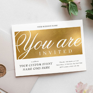 エレガントなゴールドの年間チャリティーガラディナー ビジネス 招待状