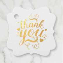 エレガントなゴールドの感謝の気持ちを表すフォイルのギフトタグ