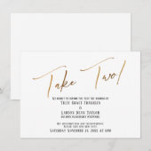 エレガントなゴールドの手書き　結婚式延期 招待状 (正面/裏面)