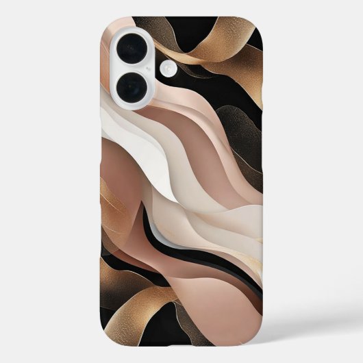 エレガントなゴールドの抽象的な波状パターン Case-Mate iPhoneケース (裏面)