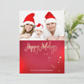 エレガントなゴールドの星と赤い写真で楽しいクリスマスを (スタンド正面)