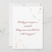 エレガントなゴールドの星と赤い写真で楽しいクリスマスを (裏面)