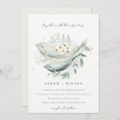 エレガントなゴールドの水中花魚の結婚式招待状 サンキューカード (正面/裏面)