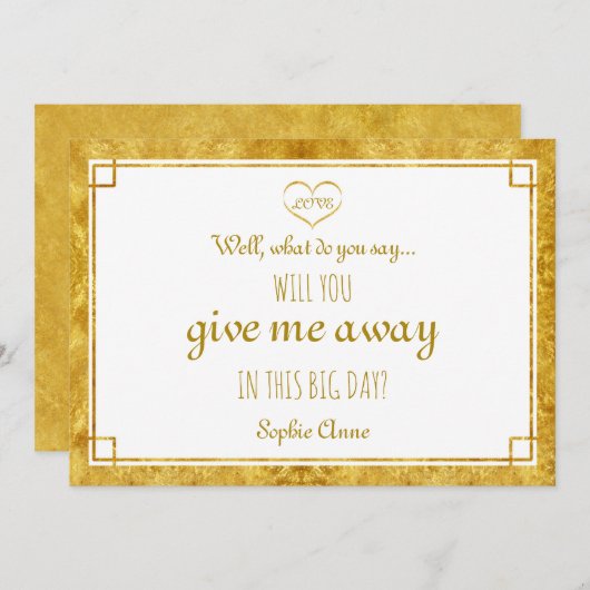 エレガントなゴールドの箔ハート 私を贈ってくれますか (正面/裏面)