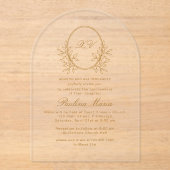 エレガントなゴールドの紋章 フォーマル キンセアニエラ アクリル招待状 (正面)
