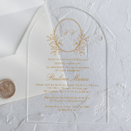 エレガントなゴールドの紋章 フォーマル キンセアニエラ アクリル招待状