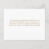 エレガントなゴールドの結婚前お礼カード インビテーションポストカード (裏面)