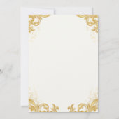 エレガントなゴールドの結婚式お祝いカード 招待状 (裏面)