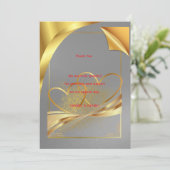 エレガントなゴールドの結婚式のお礼カード | 編集可能 招待状 (スタンド正面)