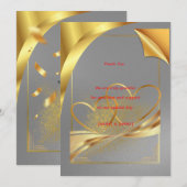 エレガントなゴールドの結婚式のお礼カード | 編集可能 招待状 (正面/裏面)