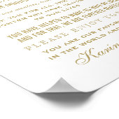 エレガントなゴールドの結婚式のお礼メッセージサイン ポスター (角)