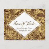 エレガントなゴールドの結婚式のお礼 ポストカード (正面)