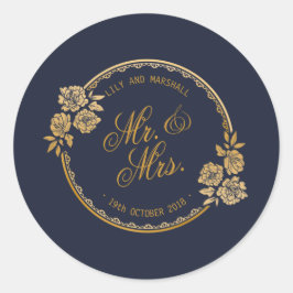 エレガントなゴールドの結婚式のオリジナルステッカー | シール