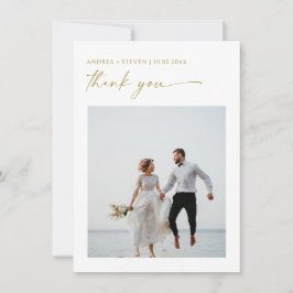 エレガントなゴールドの結婚式の写真 サンキューカード