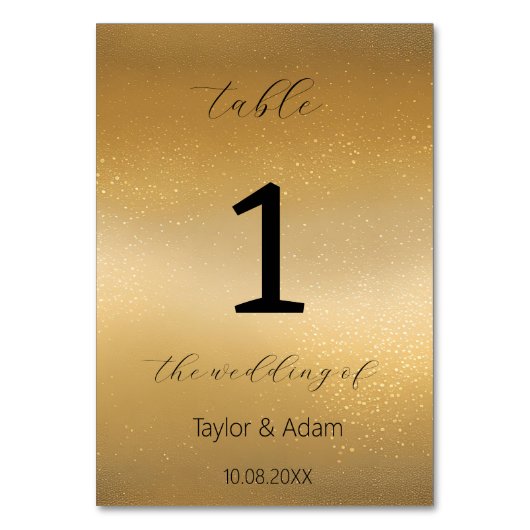 エレガントなゴールドの結婚式テーブルナンバー テーブルナンバー (裏面)