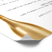 エレガントなゴールドの結婚式ドリンクメニューバーサイン ポスター (角)