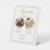 エレガントなゴールドの結婚式ペット犬シグネチャードリンク 台座サイン (正面)