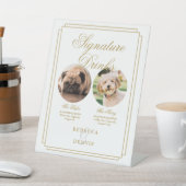 エレガントなゴールドの結婚式ペット犬シグネチャードリンク 台座サイン (インサイチュ)