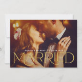 エレガントなゴールドの結婚式写真 案内状 (正面)