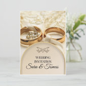 エレガントなゴールドの結婚式招待状カード – クラシック リン 招待状 (スタンド正面)