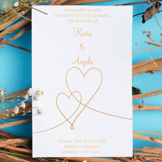 エレガントなゴールドの結婚式招待状 招待状