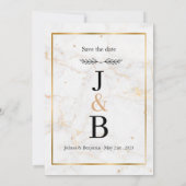 エレガントなゴールドの結婚式招待状（花のアクセント付き） 招待状 (裏面)