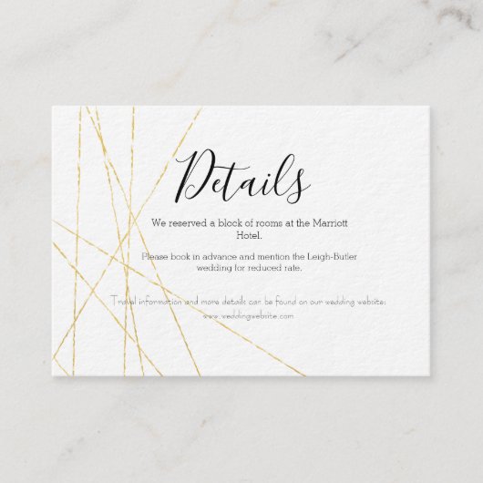 エレガントなゴールドの結婚式 詳細 封入カード エンクロージャーカード (正面)