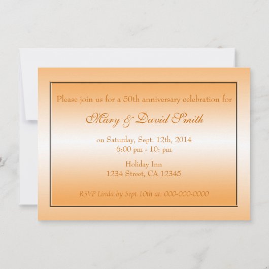 エレガントなゴールドの結婚50周年招待状 招待状 (裏面)