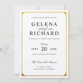 エレガントなゴールドの縁取りが輝く結婚式招待状 招待状 (正面)