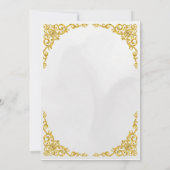 エレガントなゴールドの縁取りクリームイスラム教ムスリムウェディング 招待状 (裏面)