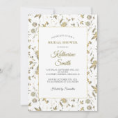 エレガントなゴールドの花のヴィンテージ シャワーブライダルシャワー 招待状 (正面)