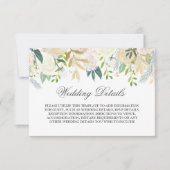 エレガントなゴールドの花の水彩画ウェディングの詳細 招待状 (正面)